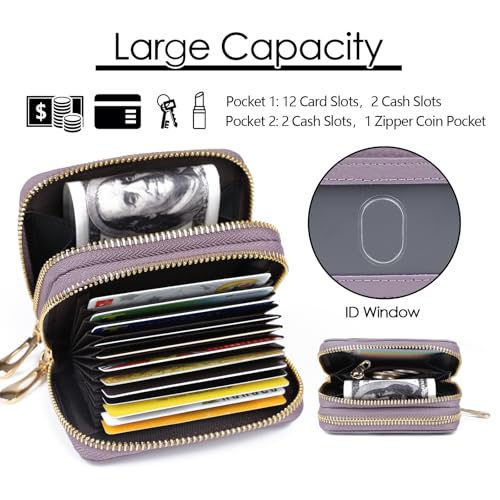 imeetu RFID Credit Card Holder, Small Card Wallet Women, Leather Card Case - color: Max - Light Purple, size: Max