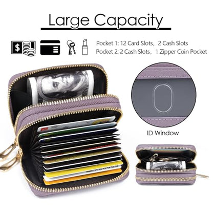imeetu RFID Credit Card Holder, Small Card Wallet Women, Leather Card Case - color: Max - Light Purple, size: Max