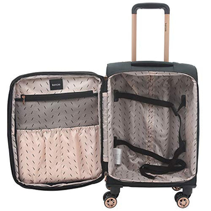 kensie Hudson Softside 3-Piece Spinner Luggage Set, Black with Rose Gold - color: Black with Rose Gold