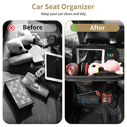 LUCMO Car Backseat Organizer with Foldable Tablet Holder, Black - color: Black-2, size: 1 Pack with Food Tray