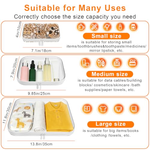 3PCS Clear Hard Shell Zipper Case,7.1*4*2 IN,Travel Makeup Bags,Jewelry Box - color: White, size: S