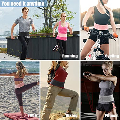Slim Invisible Running Belt, Breathable Large Capacity Mesh Pouch - color: Pink, size: Large