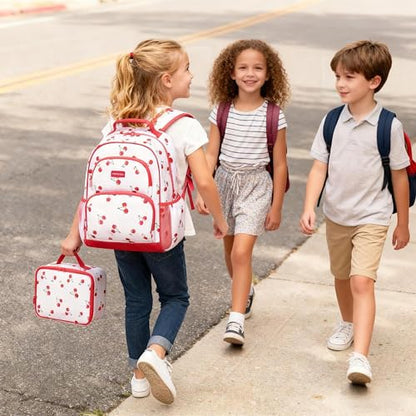 mommore Kids Backpack Set Kindergarten School Bookbag for Boys Girls 4-8 - color: A-red Cherry