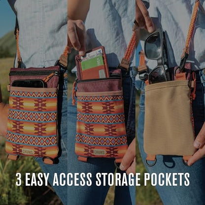 Chums Rover Phone Tote - Crossbody Bag with Adjustable Strap - Tactical Sling Bag for Women & Men w/Multiple Pockets - color: Palm Tree