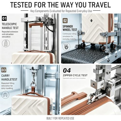 Rosamo 5 Piece Expandable Luggage Set,Hard Suitcases with TSA Lock Spinner Wheels 20/24/28 inch (Begie) - color: Beige, size: 5 Piece Sets 20/24/28/Db/Tb