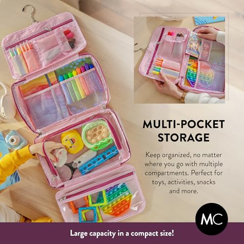 Mothercould Large Kids Travel Organizer, Hanging Bag With Hook, Pink - color: Pink, size: Large