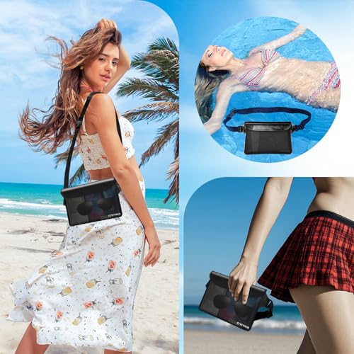 Waterproof Bag Fanny Packs for Women, Floating Beach Bags 2PCS - color: Black&Black
