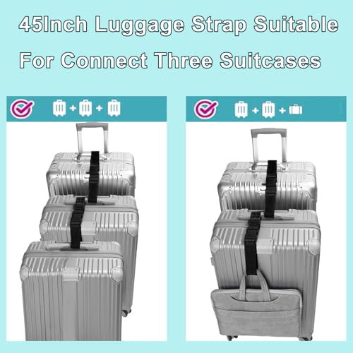 Luggage Straps Travel Belt Multiple Suitcases Connector, 2 Pack Hot Pink - color: 2Pcs Rose