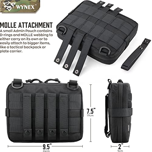 WYNEX Tactical Admin Molle 파우치, Medical EDC EMT 유틸리티 백 쉘 디자인 부착 파우치 1000D 나일론 하이킹 벨트 백 - color: 블랙.