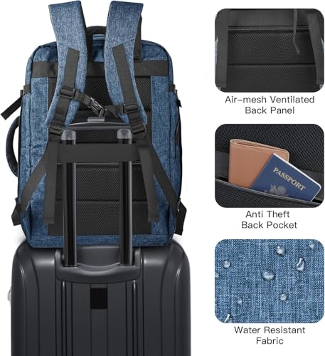 55L Extra Large Travel Backpack for Men, Expandable Carry On Backpack - color: Blue, size: 3X-Large(22"x14"x10")