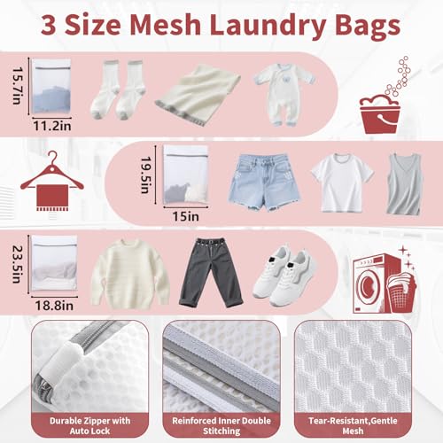 150L Laundry Bag Backpack with 3 Sizes Mesh Wash Bags and Shoulder Straps - color: Bright Red, size: 150L
