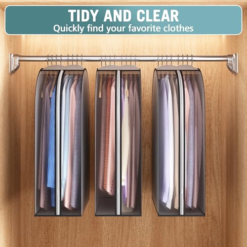 Liuoud 10" Gusseted Garment Bags for Hanging Clothes, 32", 3 Pack - size: 32 inch