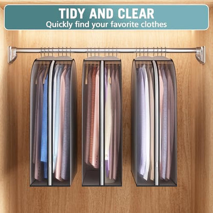 Liuoud 10" Gusseted Garment Bags for Hanging Clothes, 32", 3 Pack - size: 32 inch