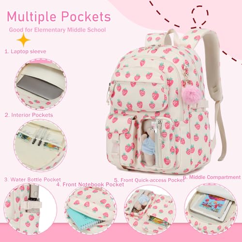 Flower Backpack Girls School Bookbag with Lunch Box Set, Black - color: Black