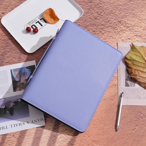Wonderpool Travel Zippered Portfolio 3 Ring Binder A4 Padfolio Document Case with Removable Clipboard Legal Pad Holder, Business Office School Organizer for Men and Women (Purple) - color: Purple