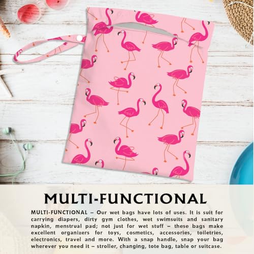 Pink Flamingo Wet Bags, Flamingo Gifts Waterproof Travel Laundry Bags - color: Pink Flamingo