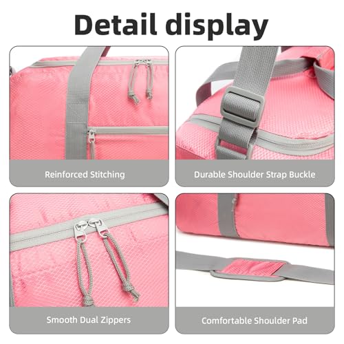 Foldable Travel Bag 85L, Extra Large Duffel for Camping & Trips - color: pink, size: 85L