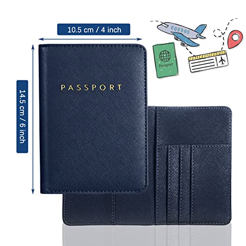 Frienda 2 Pcs Passport Holder Covers Waterproof Leather - color: Blue and Pink