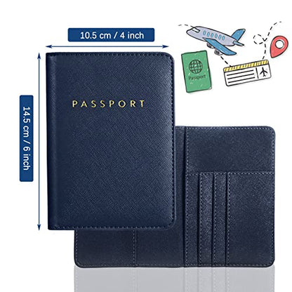 Frienda 2 Pcs Passport Holder Covers Waterproof Leather - color: Blue and Pink