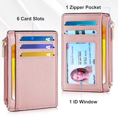 Tipmile Womens Credit Card Holder Wallet, Small Slim RFID Blocking Sleeve - color: Dusty Pink