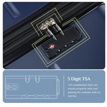 OLIXIS 3-Piece Luggage Set, Carry On Suitcases with Spinner Wheels, Expandable Travel Luggage with TSA Approved Lock & ABS Hard Shell, Blue, 20/24/28 Inch - color: Blue, size: 20/24/28IN