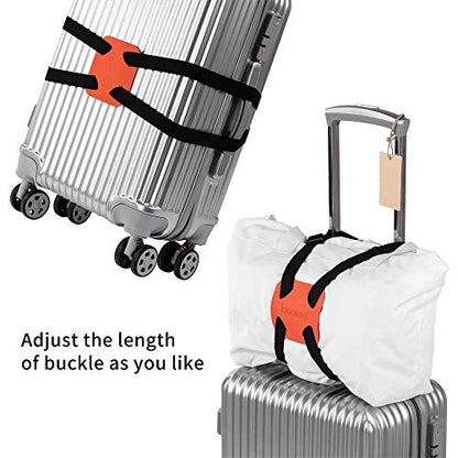 Luggage Straps ， Luggage add a Bag Strap，Travel Must Haves High Elastic Suitcase Adjustable Belt Bag Bungees with Buckles (Orange) - color: Orange