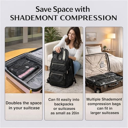 Travel Vacuum Storage Bags - Compression Luggage Packing Organizers for Suitcases & Backpack - 21L Reusable Waterproof Space Saver - Carry On Cubes (Black - no Pump) - style: 1pc Black – No Pump