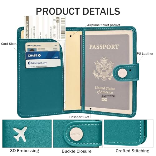 Zoppen Rfid 블로킹 여행용 여권 홀더 커버 슬림 신분증 케이스 - color: 초록색.