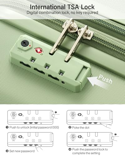 Hanke 20 Inch Expandable Carry On Luggage, Hard Shell with Side Hook - color: Bamboo Green, size: 20 Inch EXT