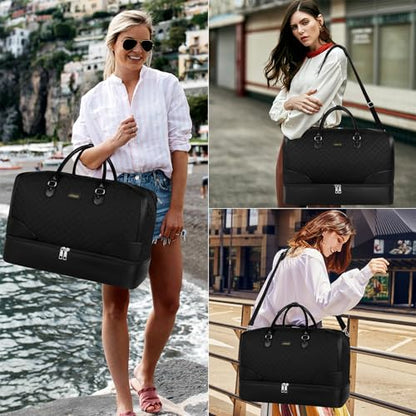 ITIEZY Weekender Bag for Women 21.5" Travel Duffel Large Carry On Bag 3PCS - color: 9-black
