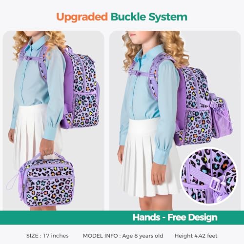 Choco Mocha Butterfly Backpack Set Kids Backpacks for Girls, Girls Backpack with Lunch Box & Water Bottle, Elementary School Bookbag Age 6-8 17 Inch, Purple - color: Butterfly Purple
