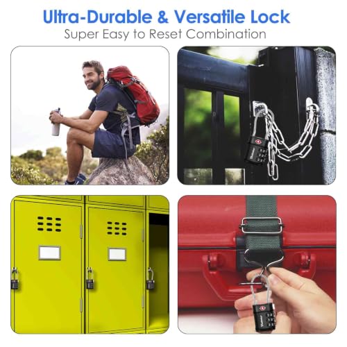 2 Pack TSA Approved Luggage Cable Locks, 3 Digit Combination Travel Padlocks, Lightweight Resettable Code Padlock, Ultra-Secure Lock for Suitcase, Toolbox, Backpack, Gun Case, Gym Locker-Black