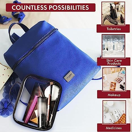 Clear Makeup Bags with Zipper, 1 Large & 1 Medium Size - Medium Size TSA Approved Toiletry Bag - Waterproof & Leak-Resistant PVC Clear Travel Bags – Perfect for Women, Men & Kids - size: Pack 2 - 1 L & 1 M