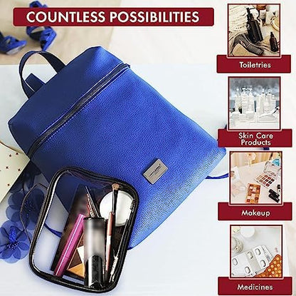 Clear Makeup Bags with Zipper, 1 Large & 1 Medium Size - Medium Size TSA Approved Toiletry Bag - Waterproof & Leak-Resistant PVC Clear Travel Bags – Perfect for Women, Men & Kids - size: Pack 2 - 1 L & 1 M