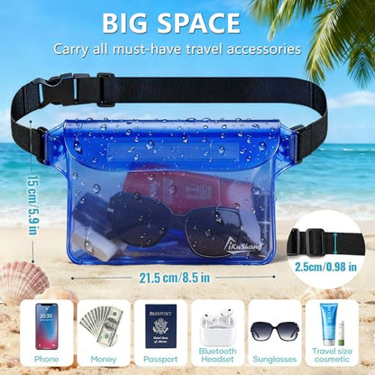 Waterproof Fanny Pack, Dry Bag Phone Pouch for Beach Swimming Kayaking - color: Blue+Black