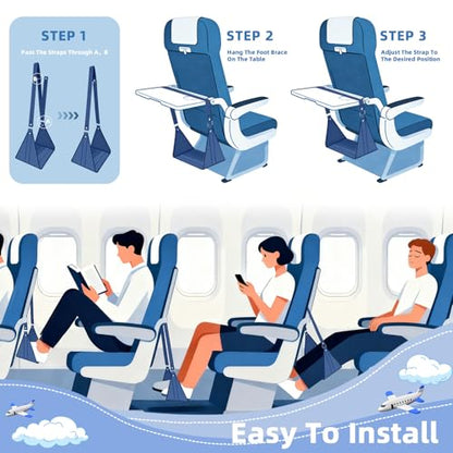 Asaiter-Airplane Foot Hammock for Plane Travel Essentials - Airplane Travel Essentials, Long Flight Foot Rest - Plane Gadgets (Deep Blue 2) - color: Deep Blue 2
