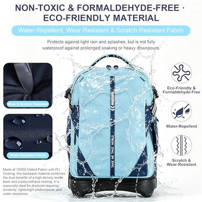 NEW TILAMI 18 Inch Expandable Rolling Backpack Stair-Climbing for School - color: Sky Blue