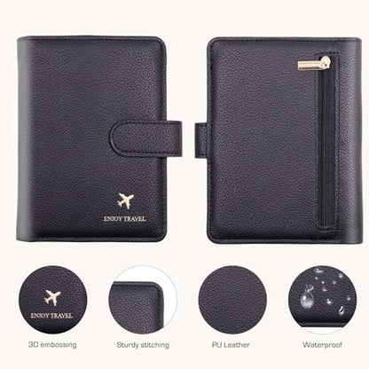 Cnycmy Passport Holder for Travel,Passport Cover Case with RFID - color: Leatherate-Black