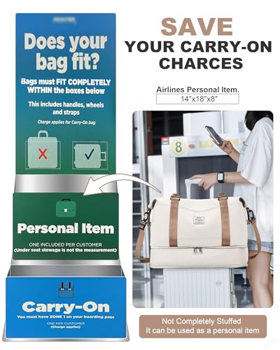 Travel Duffel Weekender Bag Women Tote Carry On Bags With Shoe Compartment - color: H8-BeigeBrown, size: Large