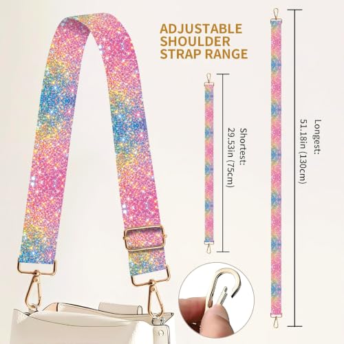 Purse Strap Replacement Crossbody 1.5" Wide Gold Buckle Shoulder Strap, Cute Handbag Strap Bag Strap Replacement Belts Adjustable Colorful Glitter Dots - color: Colorful Glitter Dots