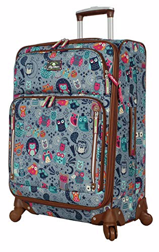 Lily Bloom Luggage 24" Expandable Design Pattern Suitcase With Spinner Wheels For Woman (24in, Night Owl) - color: Night Owl