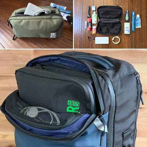 COR Surf Compact Hanging Toiletry Bag, Dopp Kit, 4 Compartments, Dark Green - color: Dark Green