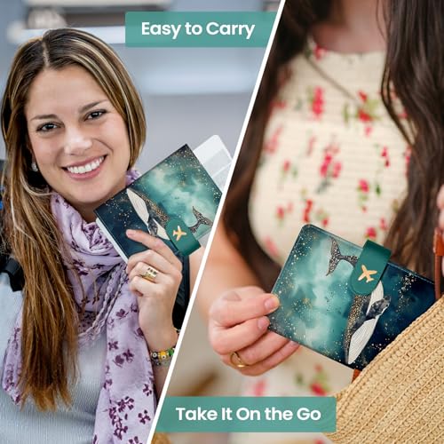 Passport Holder for Travel, RFID Blocking Wallet with Magnetic Closure - color: Z.A-Whale