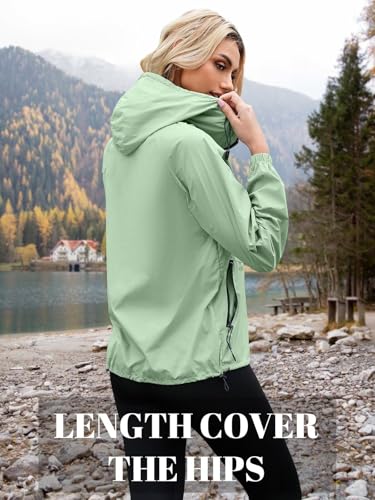 PITINAN Women's Rain Jacket Packable with Hood Lightweight Travel XS-3XL - color: Sage Green, size: Small