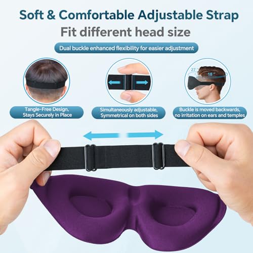 ZGGCD Sleep Mask for Side Sleeper, Light Blocking Eye Mask for Women Men - color: Purple