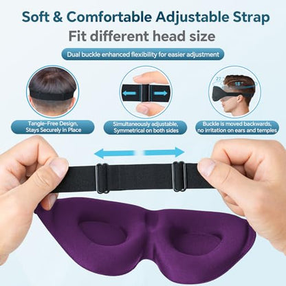 ZGGCD Sleep Mask for Side Sleeper, Light Blocking Eye Mask for Women Men - color: Purple