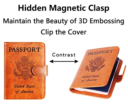 Passport Holder Cover Wallet RFID Blocking, Travel Essentials - color: Claybank