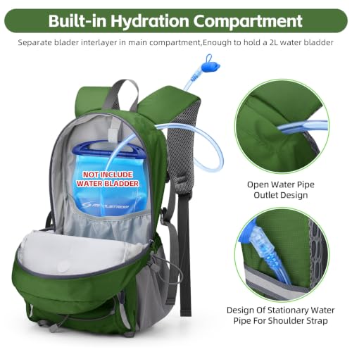 RealCool 30L Lightweight Hiking Backpack, Waterproof Daypack for Camping - color: Green, size: 30L