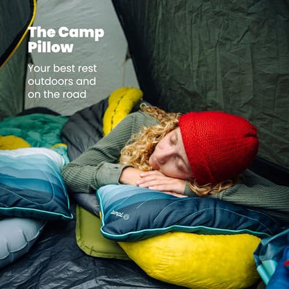 Rumpl Camp Pillow - Packable, Adjustable Comfort for Outdoors and Travel, Midnight Retro Stripes - color: Midnight Retro Stripes