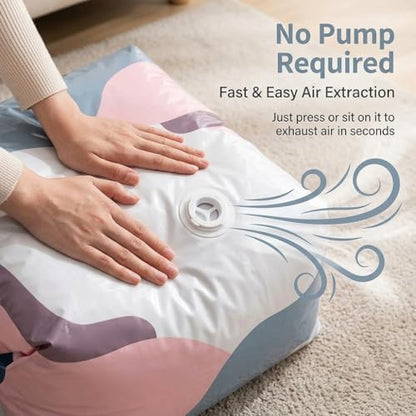 Reusable Compression Storage Bags 3 Pack, Standing Space Saver Bags for Clothes, Bedding, Comforters, Blankets, Closet Shelves, Dorm Rooms and Travel Packing